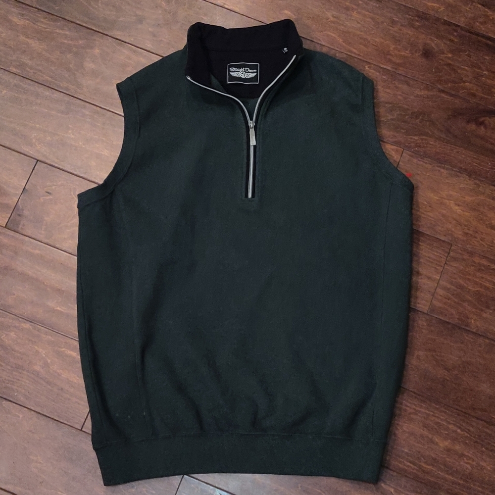 Straight Down 1/4 Zip Pullover Golf Vest Forest Green Men's SIZE MEDIUM